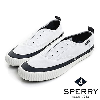 SPERRY 海軍風水洗帆布休閒鞋(女)-白藍