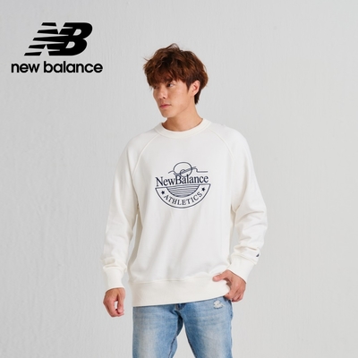 【New Balance】 圓領刺繡NB長袖上衣_男性_牙白色_AMT33506SST