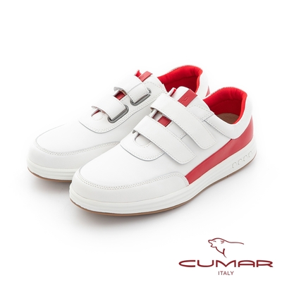 【CUMAR】時尚流行 貼心魔術貼休閒運動鞋-白
