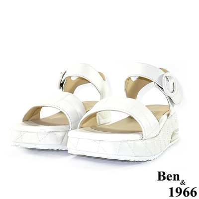Ben&1966高級頭層羊皮流行厚底涼鞋-米白(216353)