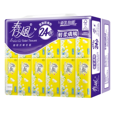 春風抽取式衛生紙 輕柔膚觸 100抽x24包x3串/箱