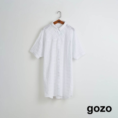 gozo-清新棉麻網格洋裝(兩色)