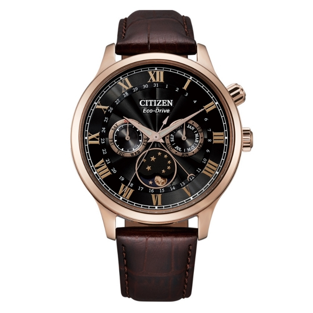 CITIZEN星辰 GENT'S系列 光動能星空月相羅馬腕錶 42mm/AP1059-19E