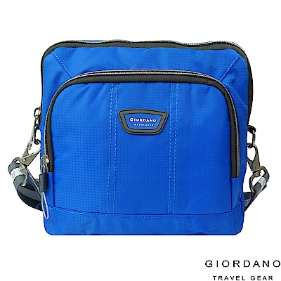 GIORDANO 佐丹奴格休閒格紋雙色斜側背包(藍)