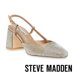 STEVE MADDEN-ZEINA-R 拼接鑽面繞踝涼跟鞋-金色