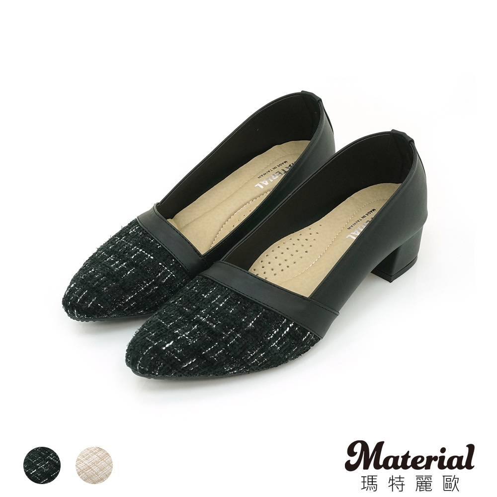 Material瑪特麗歐 【全尺碼23-27】 跟鞋 MIT拼接尖頭跟鞋 T72119