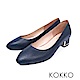 KOKKO - 復古意象素面真皮彎折粗跟鞋 - 莫藍迪 product thumbnail 1
