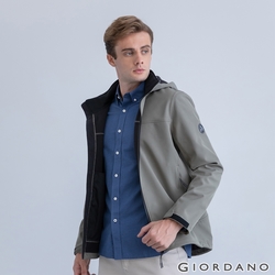 GIORDANO 男裝防潑水可拆式連帽外套 - 56 幸運綠