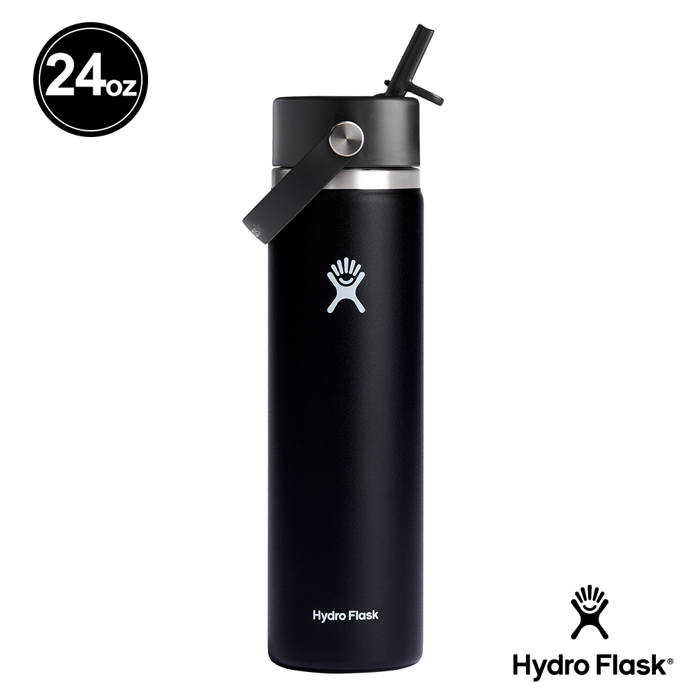 Hydro Flask 24oz/709ml 寬口吸管真空保溫鋼瓶 時尚黑