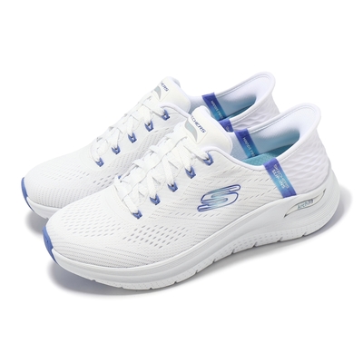 Skechers 休閒鞋 Arch Fit 2-Easy Chic Slip-Ins 女鞋 白 藍 厚底 套入式 150066WWBL