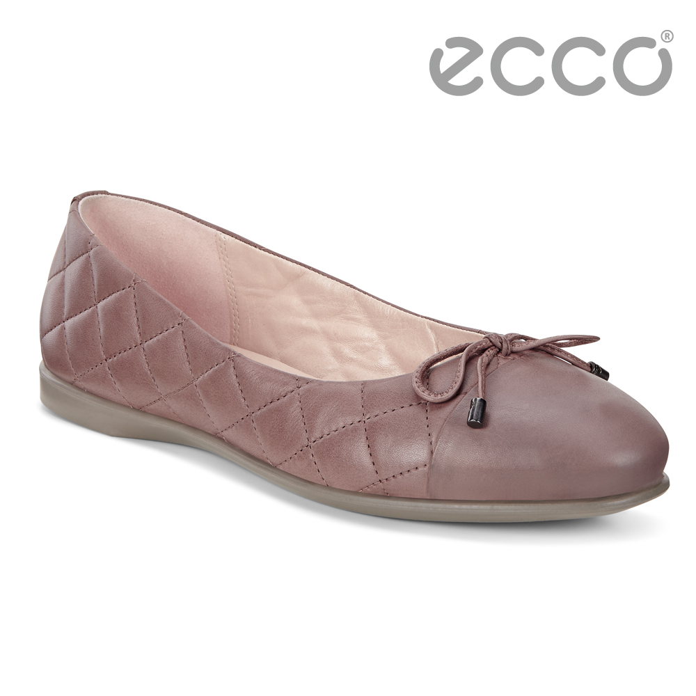 ECCO INCISE ENCHANT細緻菱格素色平底娃娃鞋 女-裸粉色