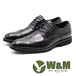 W&M (男)壓紋紳士綁帶皮鞋-黑(另有咖)
