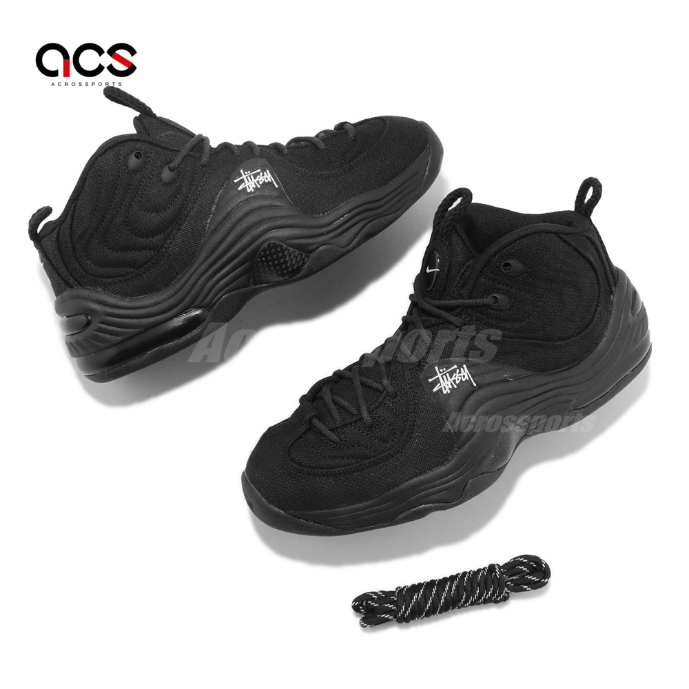 Nike 休閒鞋Air Penny II SP 男鞋女鞋黑Stussy Black 麻布中筒DQ5674