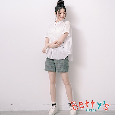 betty’s貝蒂思　文藝風格紋配色短褲(深藍)