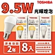 【TOSHIBA 東芝】LED E27 9.5W 光耀 燈泡 球泡 光耀三代 8入組 product thumbnail 1