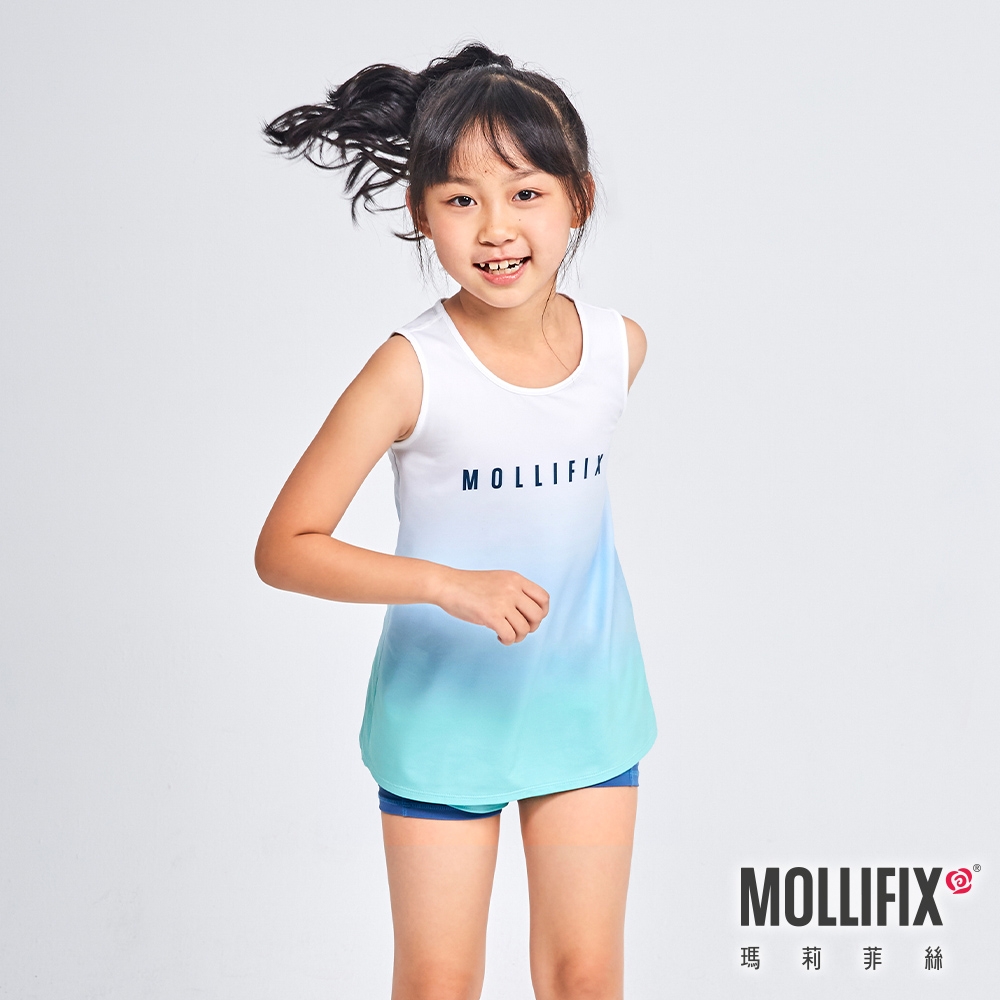 Mollifix 瑪莉菲絲 涼感活力漸層背心 _KIDS (捲雲藍)、瑜珈服、背心、T恤