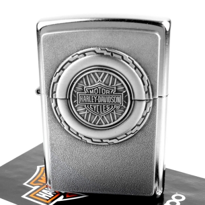 ZIPPO 美系~哈雷~Harley-Davidson-車輪引擎立體圖案貼飾打火機