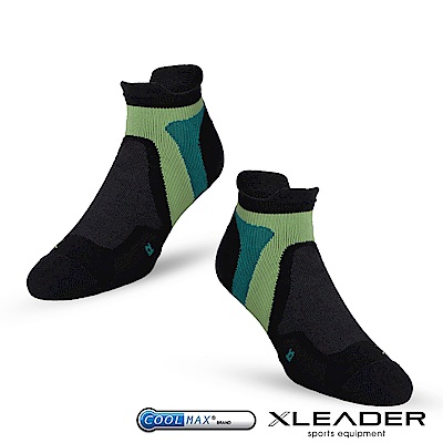 LEADER ST-02 X型繃帶加厚耐磨避震短襪除臭運動襪 男款 黑綠 - 急