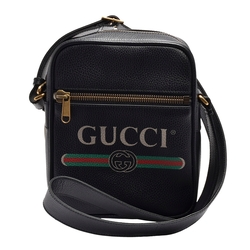 GUCCI 復古風格的圖案小牛皮肩/斜背信差包(黑)