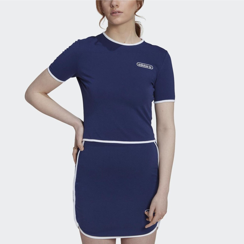 Adidas Cropped Tee HL6569 女 短版 上衣 T恤 運動 休閒 舒適 柔軟 棉質 愛迪達 深藍
