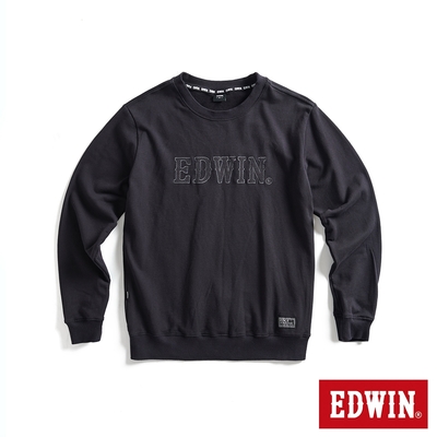 EDWIN EDGE 車縫 BOX LOGO厚長袖T恤-男-黑色