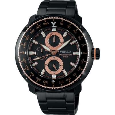 WIRED SOLIDITY 時尚黑鋼200米限量腕錶-鍍黑-男錶(AY8037X1)44mm