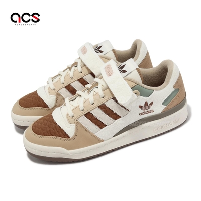 adidas 休閒鞋 Forum Low W 女鞋 棕 米白 皮革 魔鬼氈 復古 三葉草 環保材質 愛迪達 IF3884