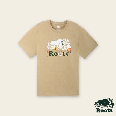 Roots 男裝- ROOTS CAMP修身短袖T恤-咖色