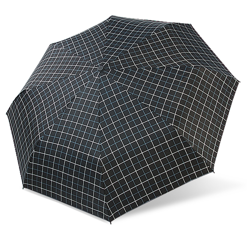 【雙龍牌】降溫涼感小無敵三折傘雨傘黑膠傘B6313-藍黑格紋