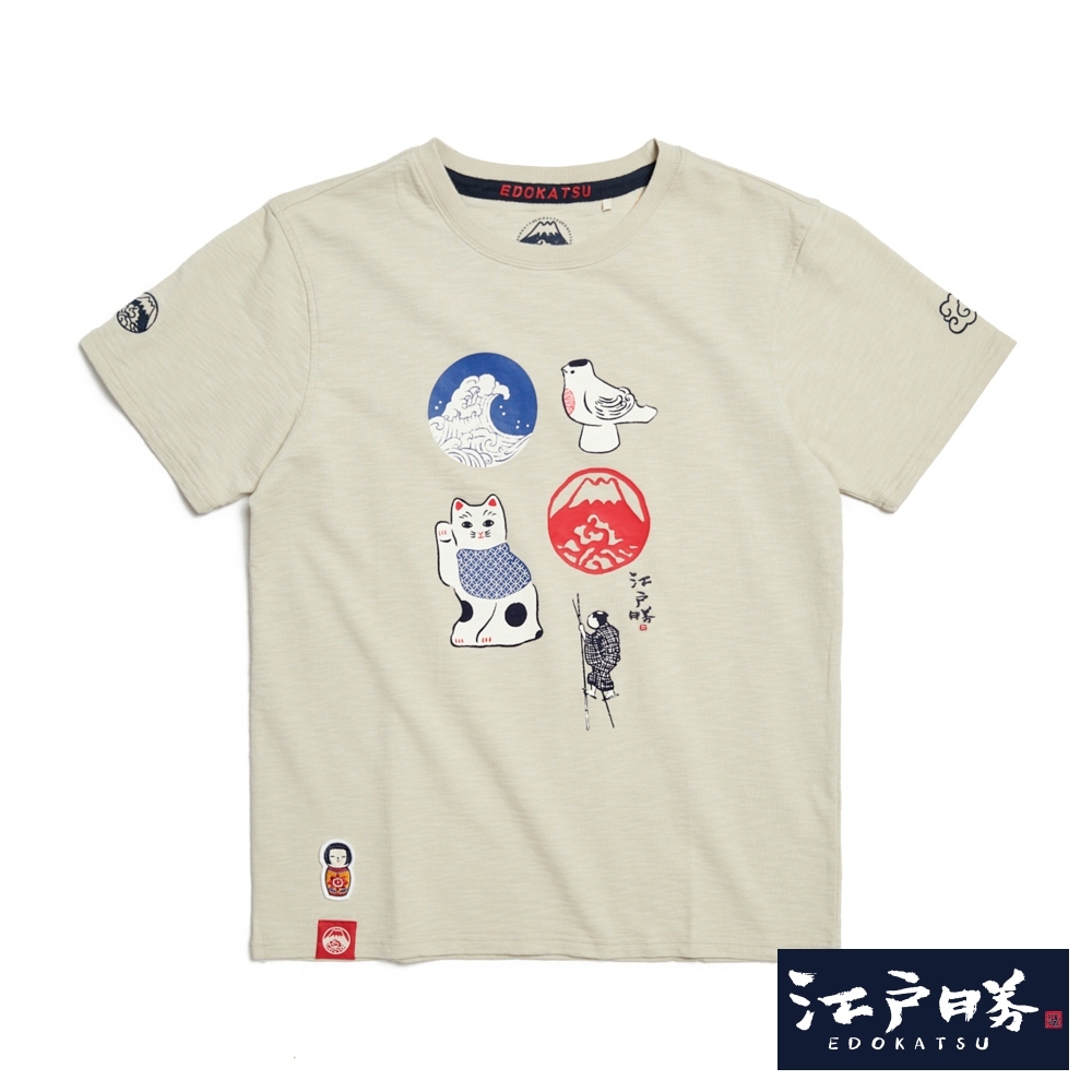 EDOKATSU 江戶勝 高蹺童玩短袖T恤-男-淺卡其