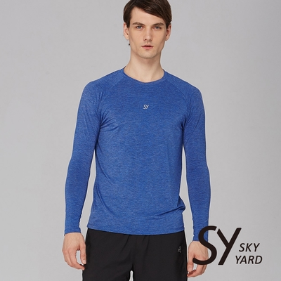 【SKY YARD 天空花園】運動機能素面雪花布衛衣長袖上衣-藍色