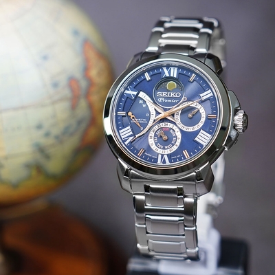 SEIKO 精工 Premier 人動電能月相腕錶 送禮推薦-42.5mm (SRX017J1)_SK045