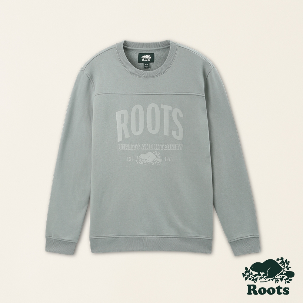 Roots 男裝- 休閒生活系列 有機棉刷毛布圓領上衣-藍色