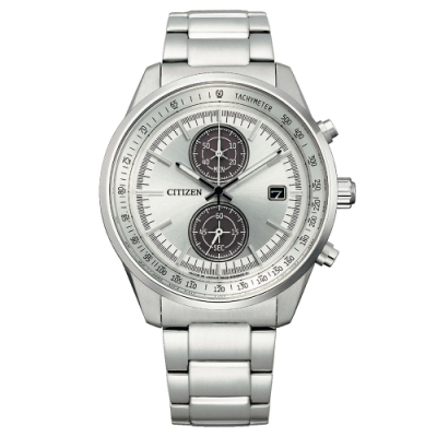 CITIZEN GENT S 光動能翱翔世界計時腕錶-銀x白(CA7030-97A)41mm