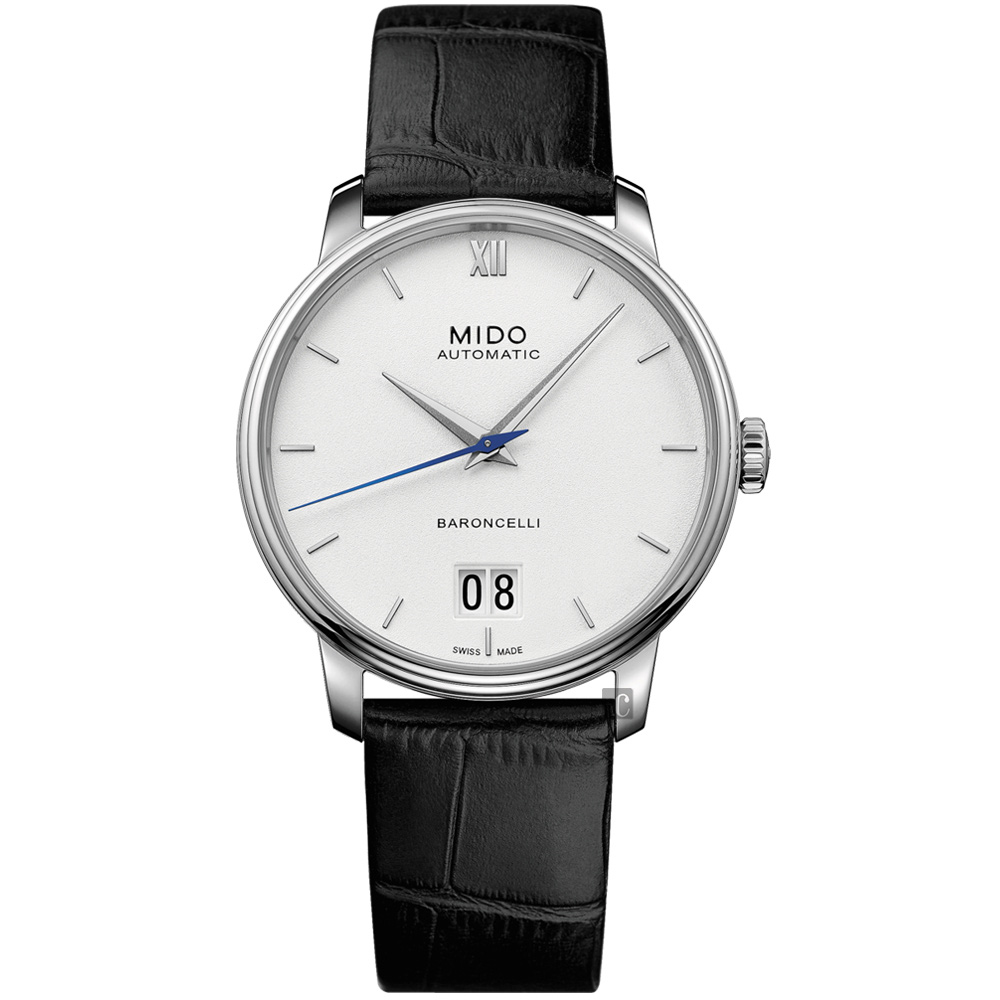 MIDO 美度 官方授權 BARONCELLI 永恆系列 III 大日期機械錶-銀x黑/40mm M0274261601800