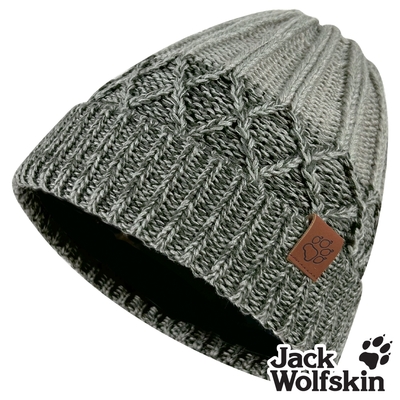【Jack wolfskin飛狼】漸層立體針織紋內刷毛保暖帽 毛帽『黑灰』