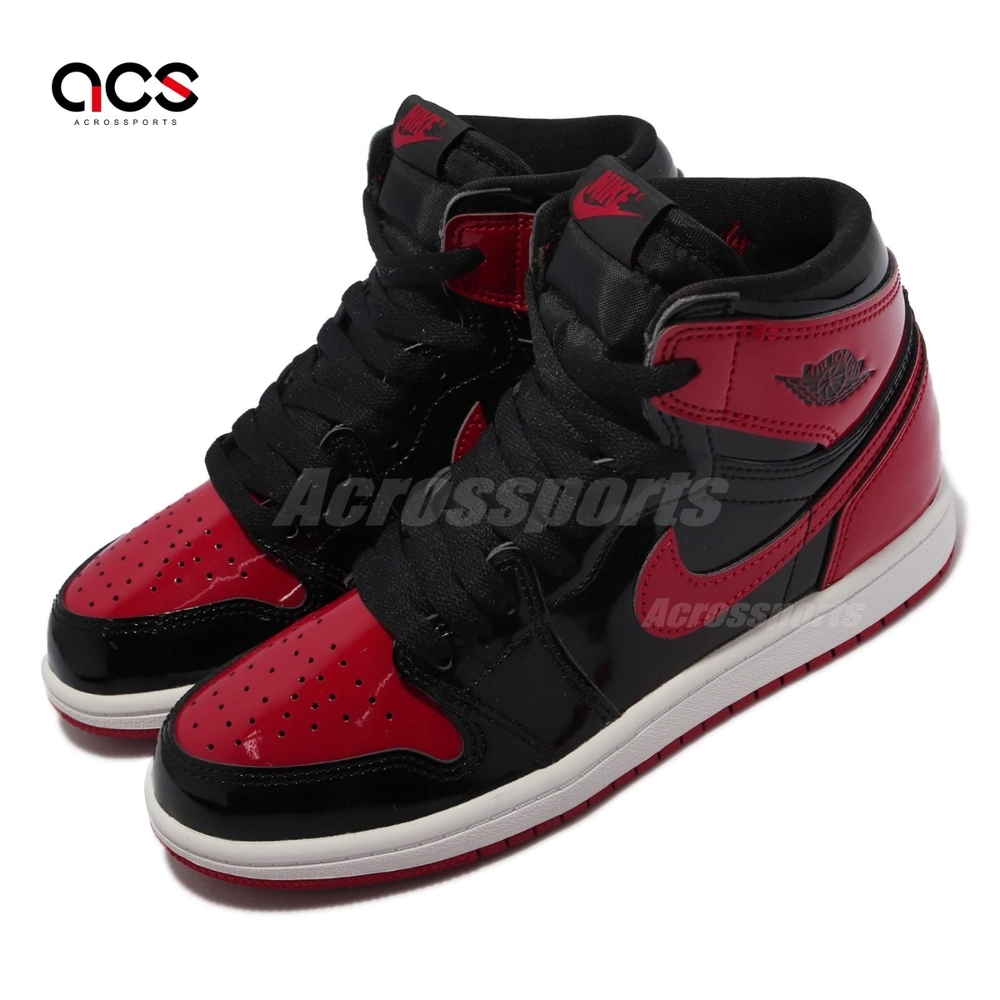 Nike Jordan 1 Retro High OG 童鞋經典款復刻喬丹一代漆皮中童穿搭黑紅
