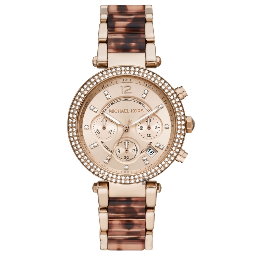 Michael Kors Parker 晶鑽計時玳瑁女錶(MK6832)-39mm