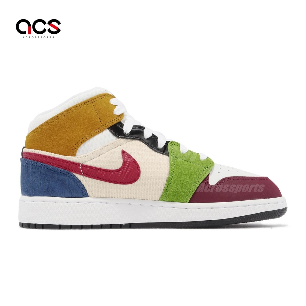 Nike Air Jordan 1 Mid SE GS 彩色拼接麂皮燈芯絨女鞋大童鞋AJ1 DR6957