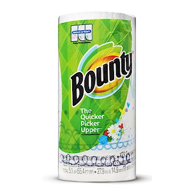 美國Bounty 彩色印花廚房紙巾-隨意撕(123張)/捲