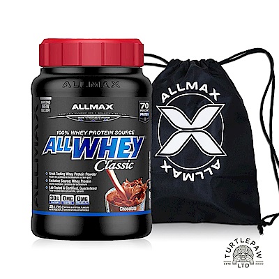 (結帳再82折)ALLMAX奧美仕ALLWHEYCLASSIC經典乳清蛋白巧克力口味2磅送束口袋