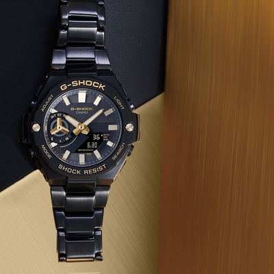 CASIO 卡西歐 G-SHOCK太陽能碳核心防護藍牙雙顯手錶-GST-B500BD-1A9