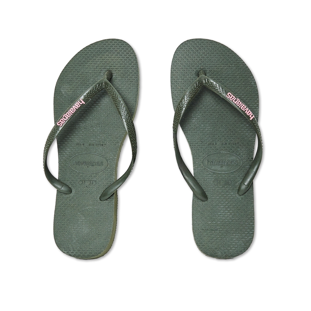 Havaianas Slim Logo Pop Up 女鞋 綠色 跳色 細帶 夾腳拖 拖鞋 4119787-0869W