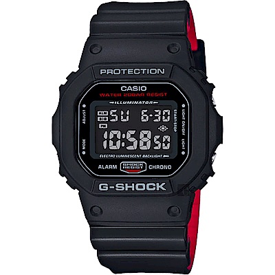 CASIO 卡西歐 G-SHOCK 經典人氣電子錶 送禮推薦-紅黑 DW-5600HR-1