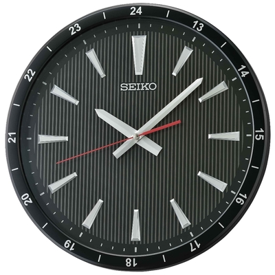 SEIKO 日本精工 立體時標 滑動式秒針 靜音掛鐘(QXA802K)35cm