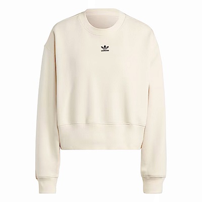 Adidas Sweatshirt IA6502 女 長袖 上衣 衛衣 運動 休閒 三葉草 落肩 棉質 舒適 米