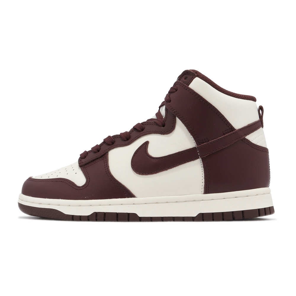 Nike 休閒鞋Wmns Dunk High 女鞋咖啡酒紅Bordeaux 高筒DD1869-601