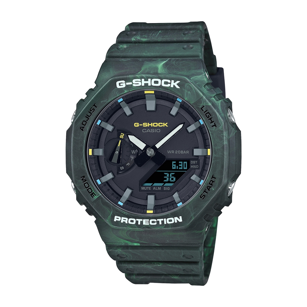 CASIO卡西歐 G-SHOCK 神秘森林 雨林綠 八角形錶殼 GA-2100FR-3A_45.4mm