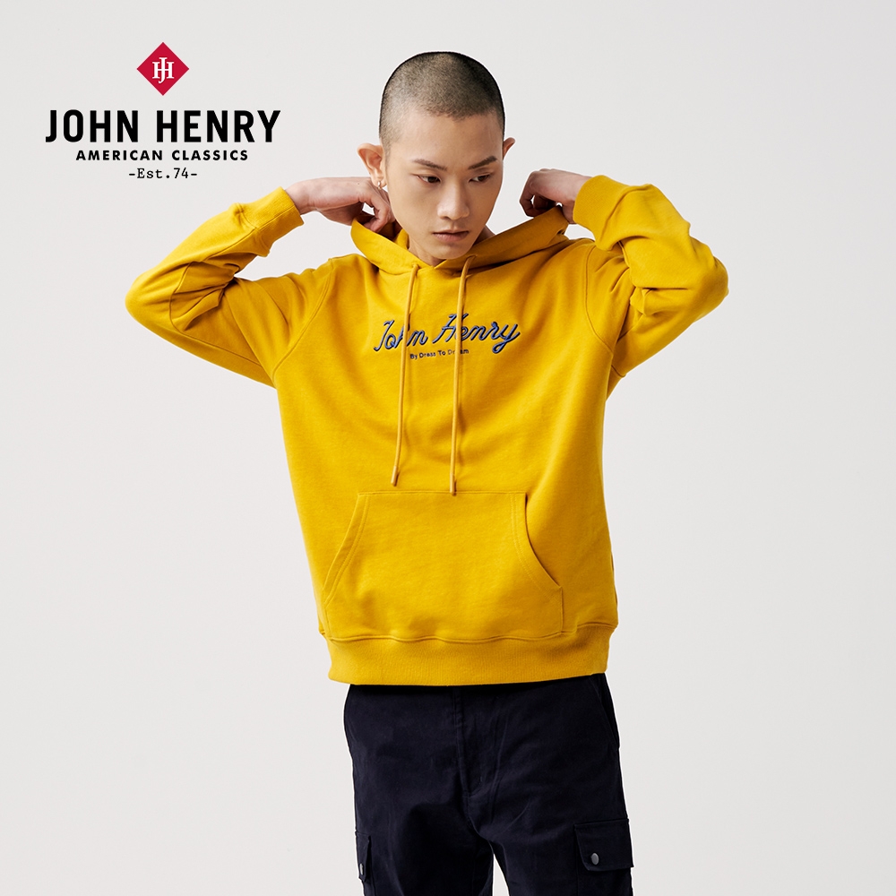 JOHN HENRY 圖騰刺繡連帽T恤-二色 (黃色)