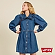 Levis 女款 復古學院風牛仔洋裝 歐風荷葉領設計 澎澎袖 product thumbnail 1